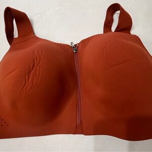VSX Front-Zip Wireless Bra — Rust Orange, No Size Tag, Likely 34DD